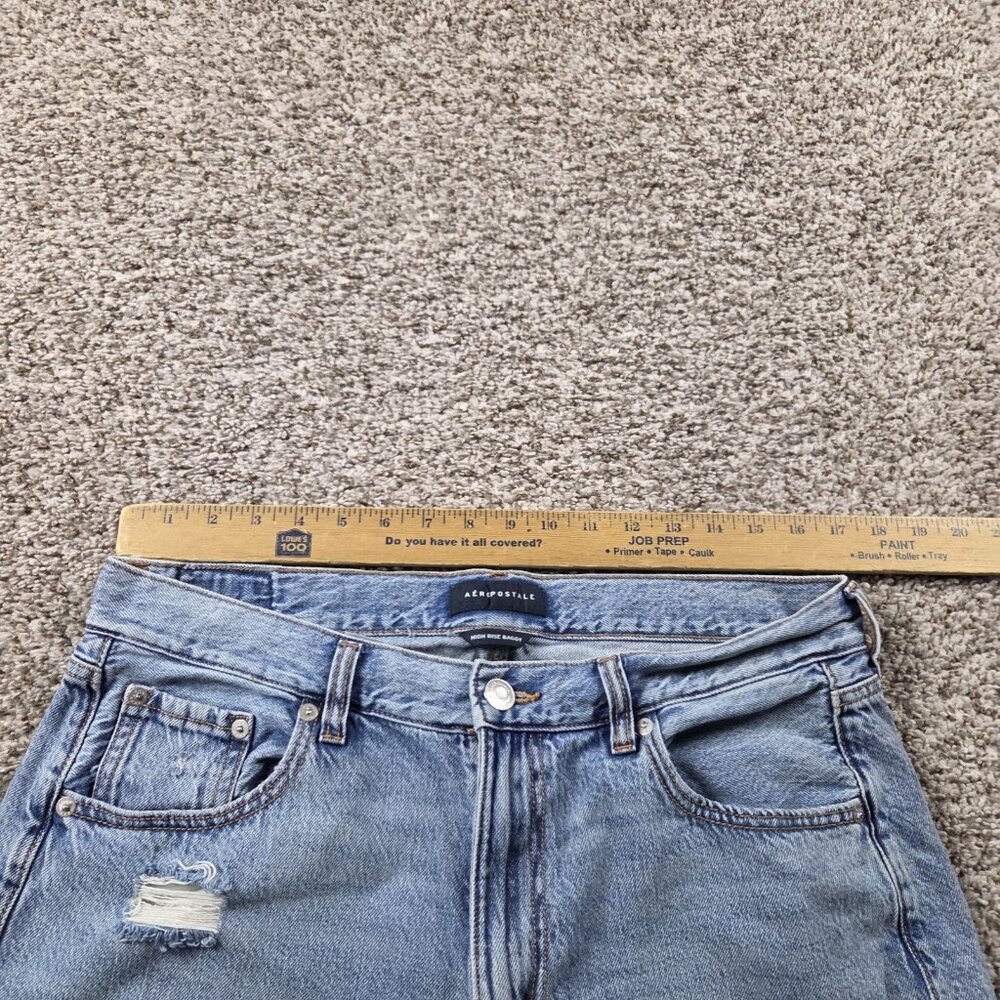Aeropostale Jeans Womens 14 High Rise Baggy Denim Distressed Medium Wash - Picture 4 of 8